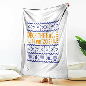 Funny Ugly Hanukkah Throw Blanket Deck The Halls With Matzo Balls Jewish Gift TS12 Print Your Wear
