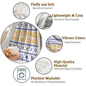 Funny Ugly Hanukkah Throw Blanket Deck The Halls With Matzo Balls Jewish Gift TS12 Print Your Wear