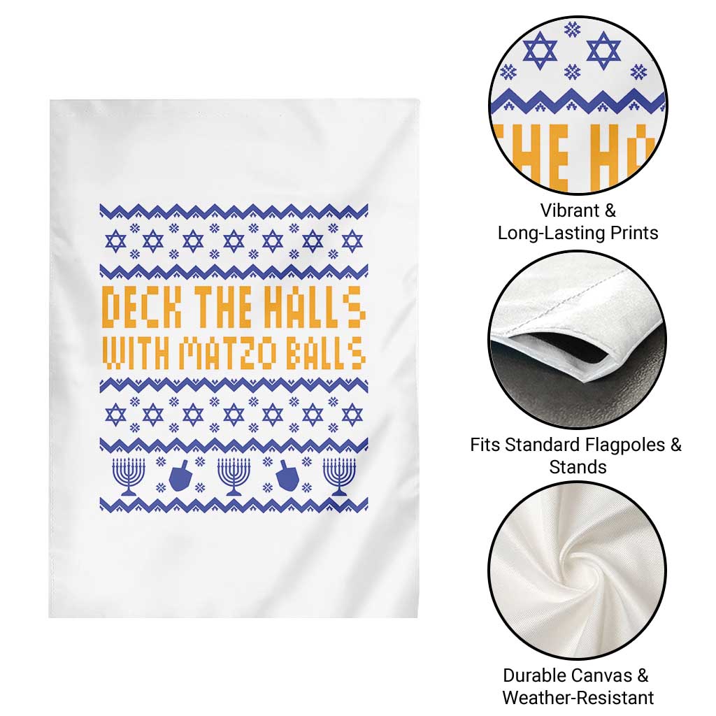 Funny Ugly Hanukkah Garden Flag Deck The Halls With Matzo Balls Jewish Gift TS12 Print Your Wear