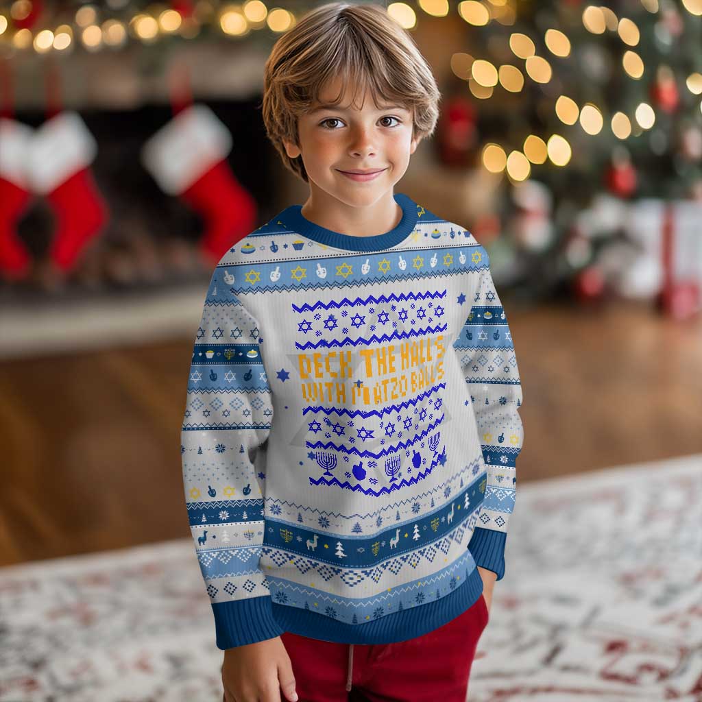 Funny Deck The Halls With Matzo Balls Jewish Gift Hanukkah Ugly Sweater TS12 Gray Blue Print Your Wear