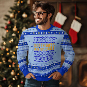 Funny Deck The Halls With Matzo Balls Jewish Gift Hanukkah Ugly Sweater TS12 Light Blue Royal Blue Print Your Wear