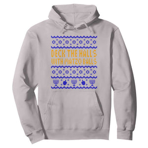 Funny Ugly Hanukkah Hoodie Deck The Halls With Matzo Balls Jewish Gift TS12 Ice Gray Print Your Wear