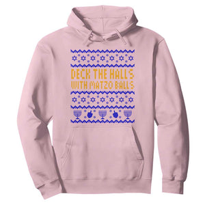 Funny Ugly Hanukkah Hoodie Deck The Halls With Matzo Balls Jewish Gift TS12 Light Pink Print Your Wear