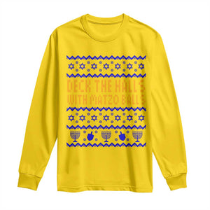 Funny Ugly Hanukkah Long Sleeve Shirt Deck The Halls With Matzo Balls Jewish Gift TS12 Daisy Print Your Wear
