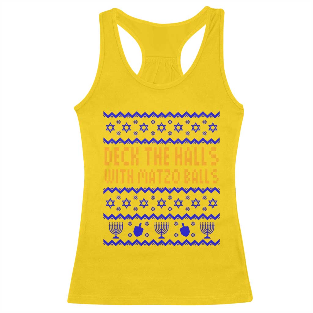 Funny Ugly Hanukkah Racerback Tank Top Deck The Halls With Matzo Balls Jewish Gift TS12 Daisy Print Your Wear
