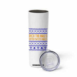 Funny Ugly Hanukkah Skinny Tumbler Deck The Halls With Matzo Balls Jewish Gift TS12 Print Your Wear