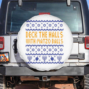 Funny Ugly Hanukkah Spare Tire Cover Deck The Halls With Matzo Balls Jewish Gift - Print Your Wear