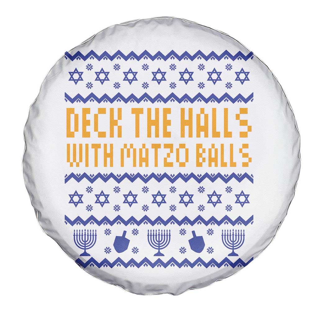 Funny Ugly Hanukkah Spare Tire Cover Deck The Halls With Matzo Balls Jewish Gift - Print Your Wear