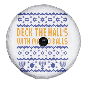 Funny Ugly Hanukkah Spare Tire Cover Deck The Halls With Matzo Balls Jewish Gift - Print Your Wear
