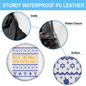 Funny Ugly Hanukkah Spare Tire Cover Deck The Halls With Matzo Balls Jewish Gift - Print Your Wear