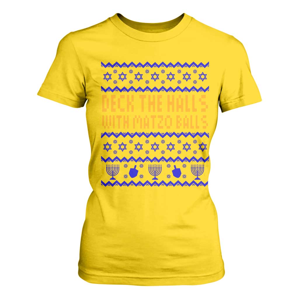 Funny Ugly Hanukkah T Shirt For Women Deck The Halls With Matzo Balls Jewish Gift TS12 Daisy Print Your Wear