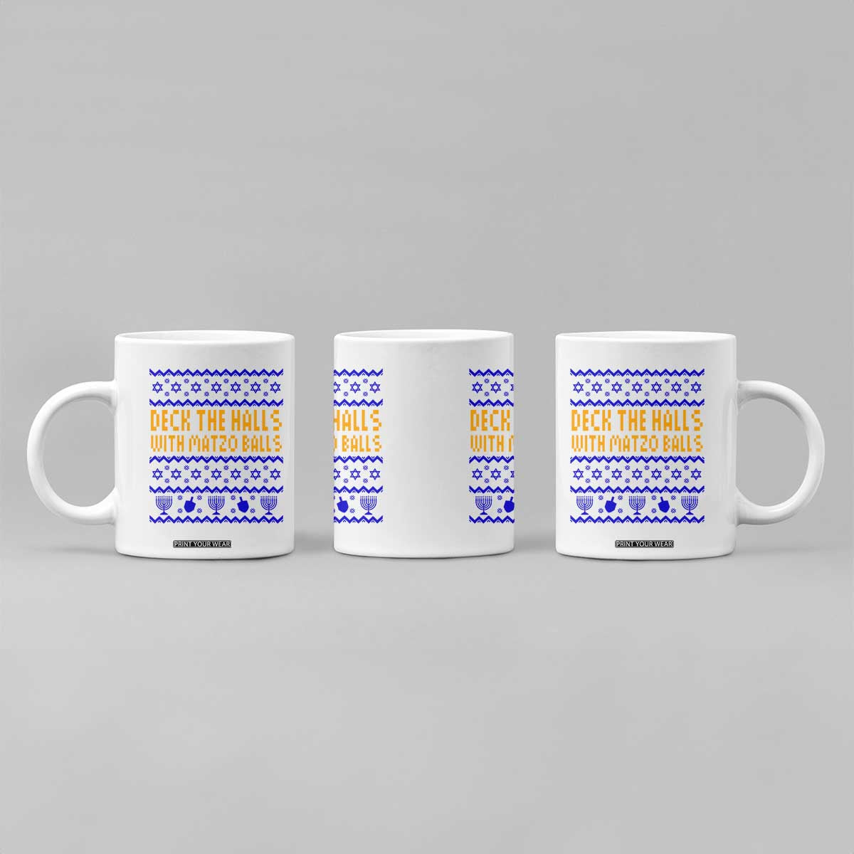 Funny Ugly Hanukkah Coffee Mug Deck The Halls With Matzo Balls Jewish Gift TS12 Print Your Wear