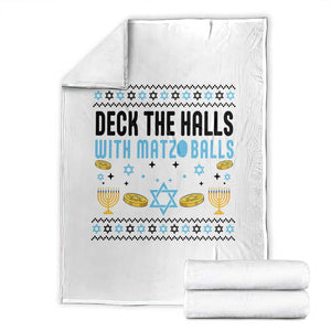 Deck The Halls With Matzo Balls Throw Blanket Funny Ugly Jewish Holiday Gift TS12 White Print Your Wear