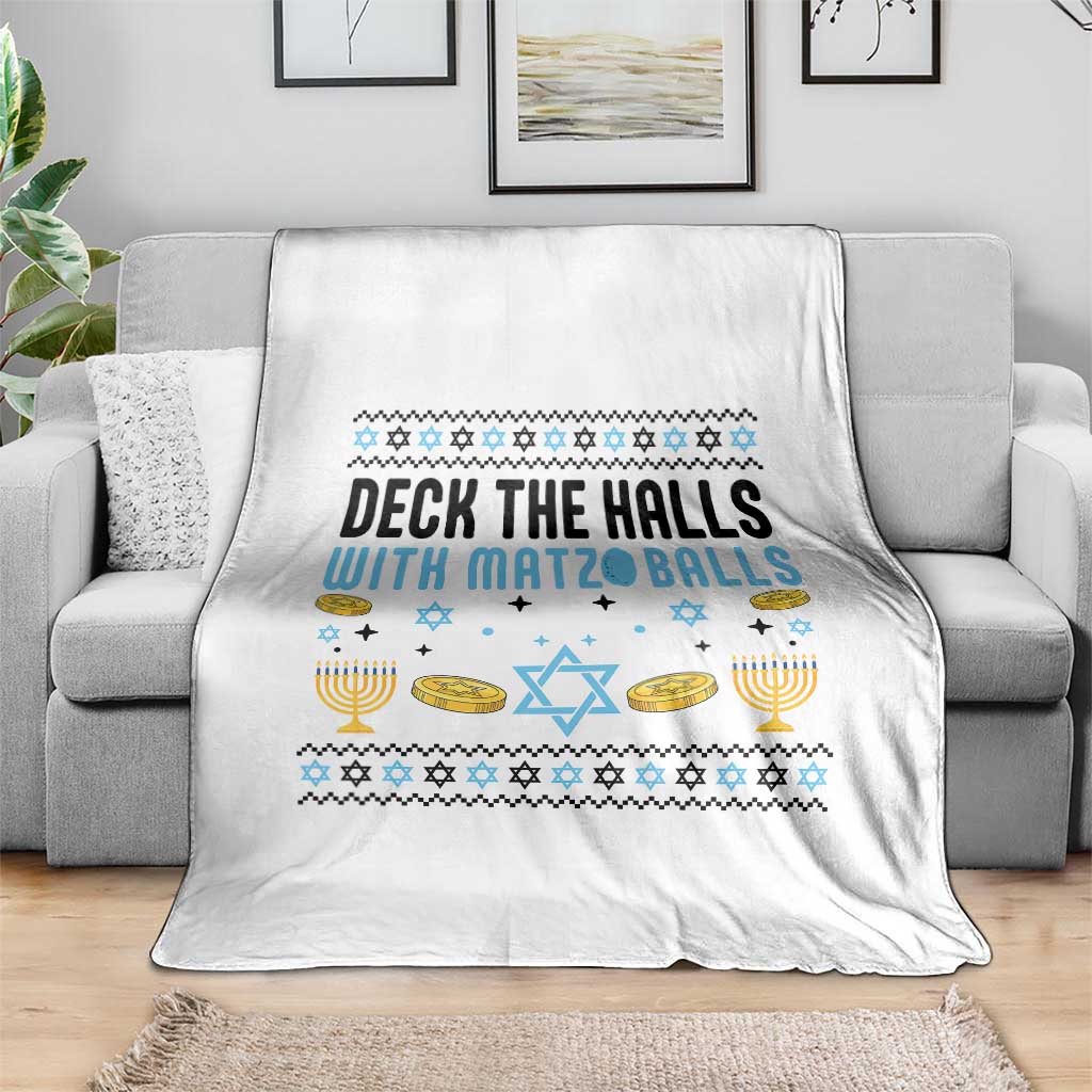 Deck The Halls With Matzo Balls Throw Blanket Funny Ugly Jewish Holiday Gift TS12 Print Your Wear