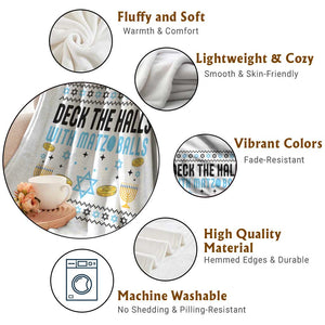 Deck The Halls With Matzo Balls Throw Blanket Funny Ugly Jewish Holiday Gift TS12 Print Your Wear