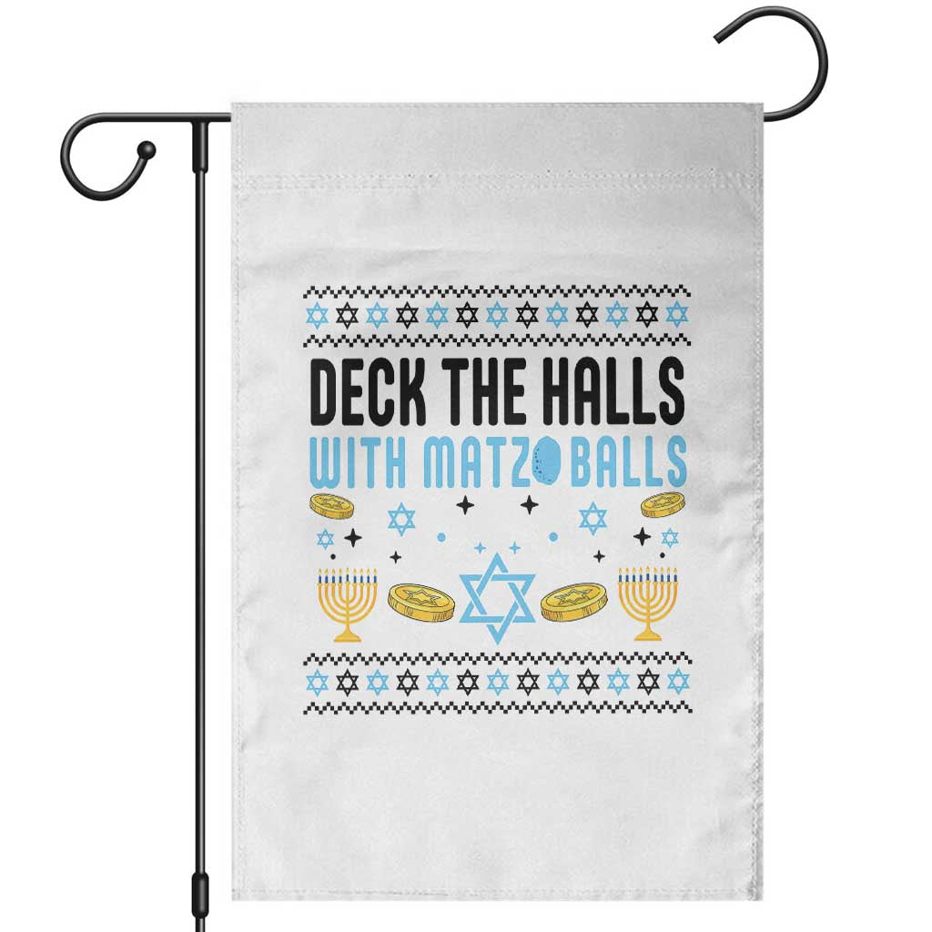 Deck The Halls With Matzo Balls Garden Flag Funny Ugly Jewish Holiday Gift TS12 White Print Your Wear