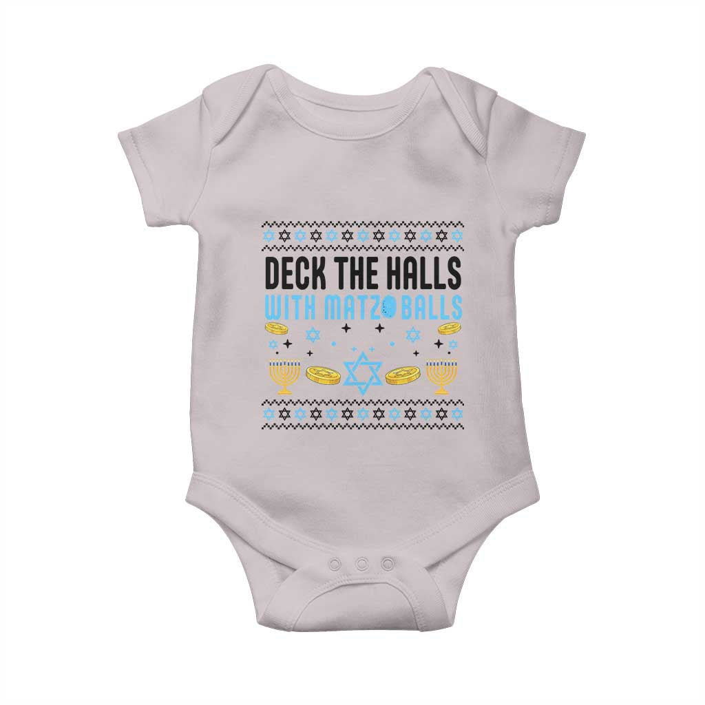 Deck The Halls With Matzo Balls Baby Onesie Funny Ugly Jewish Holiday Gift TS12 Ice Gray Print Your Wear