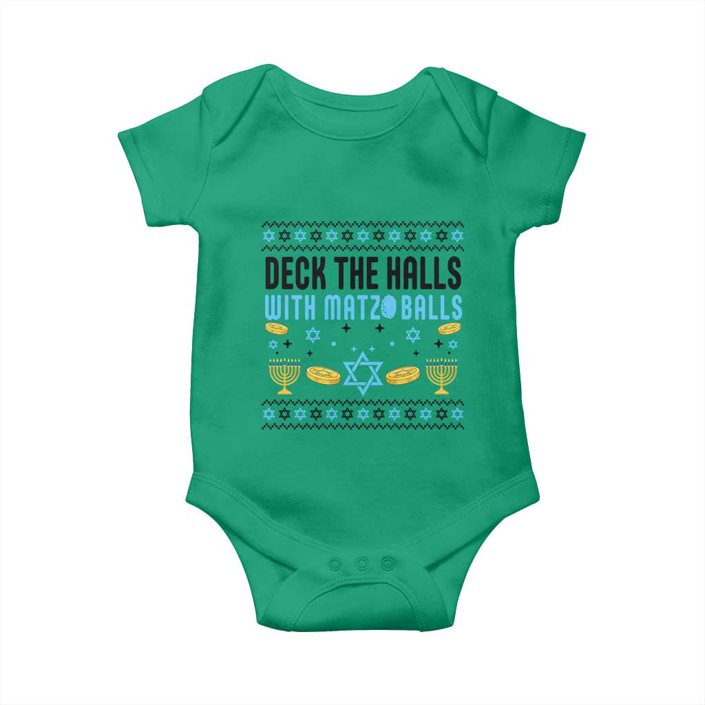 Deck The Halls With Matzo Balls Baby Onesie Funny Ugly Jewish Holiday Gift TS12 Irish Green Print Your Wear