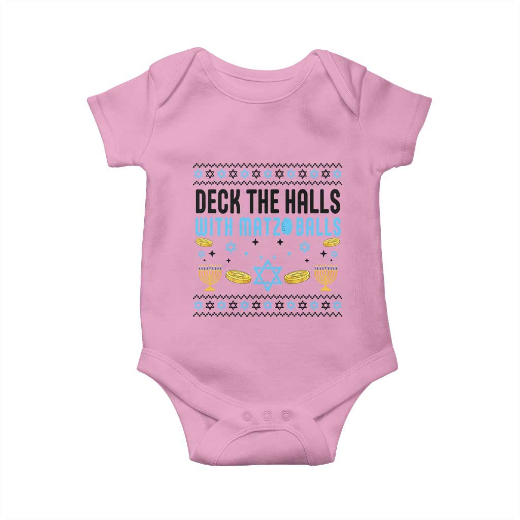 Deck The Halls With Matzo Balls Baby Onesie Funny Ugly Jewish Holiday Gift TS12 Light Pink Print Your Wear
