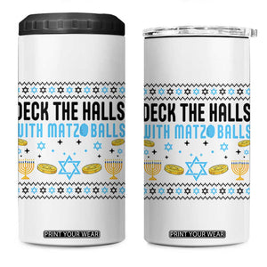 Deck The Halls With Matzo Balls 4 in 1 Can Cooler Tumbler Funny Ugly Jewish Holiday Gift TS12 One Size: 16 oz White Print Your Wear