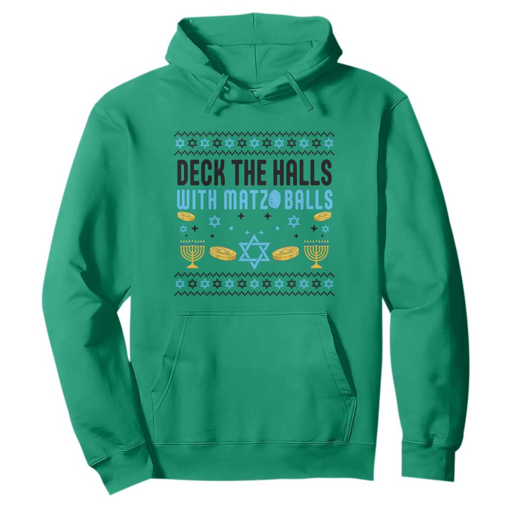 Deck The Halls With Matzo Balls Hoodie Funny Ugly Jewish Holiday Gift TS12 Irish Green Print Your Wear