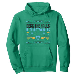 Deck The Halls With Matzo Balls Hoodie Funny Ugly Jewish Holiday Gift TS12 Irish Green Print Your Wear