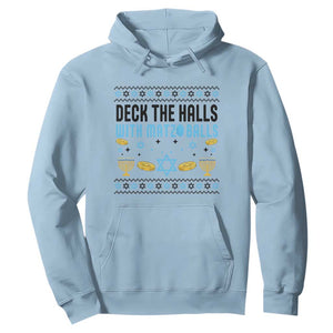 Deck The Halls With Matzo Balls Hoodie Funny Ugly Jewish Holiday Gift TS12 Light Blue Print Your Wear