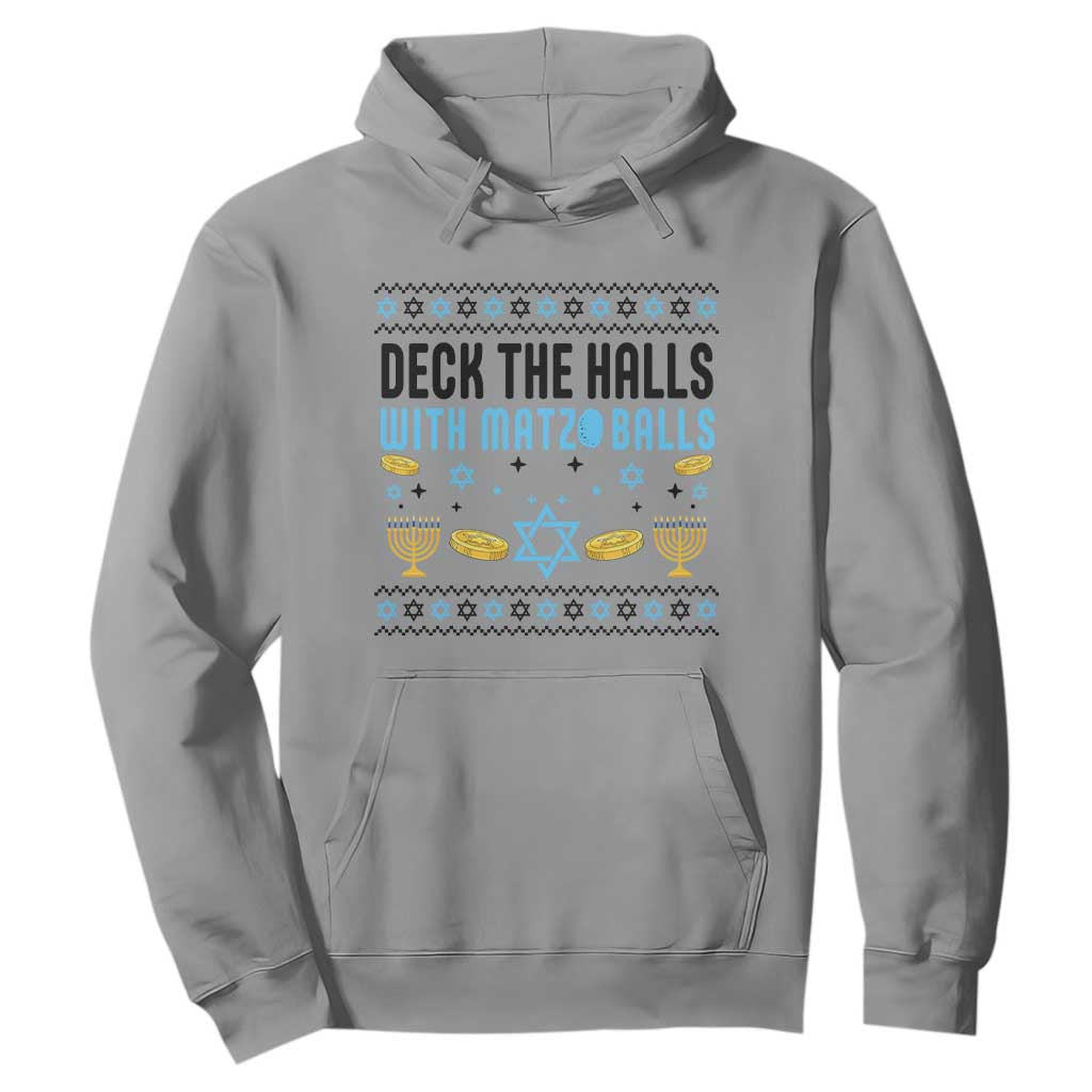 Deck The Halls With Matzo Balls Hoodie Funny Ugly Jewish Holiday Gift TS12 Sport Gray Print Your Wear