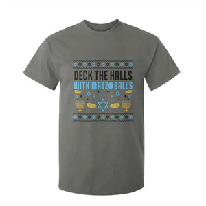 Deck The Halls With Matzo Balls T Shirt For Kid Funny Ugly Jewish Holiday Gift TS12 Military Green Print Your Wear