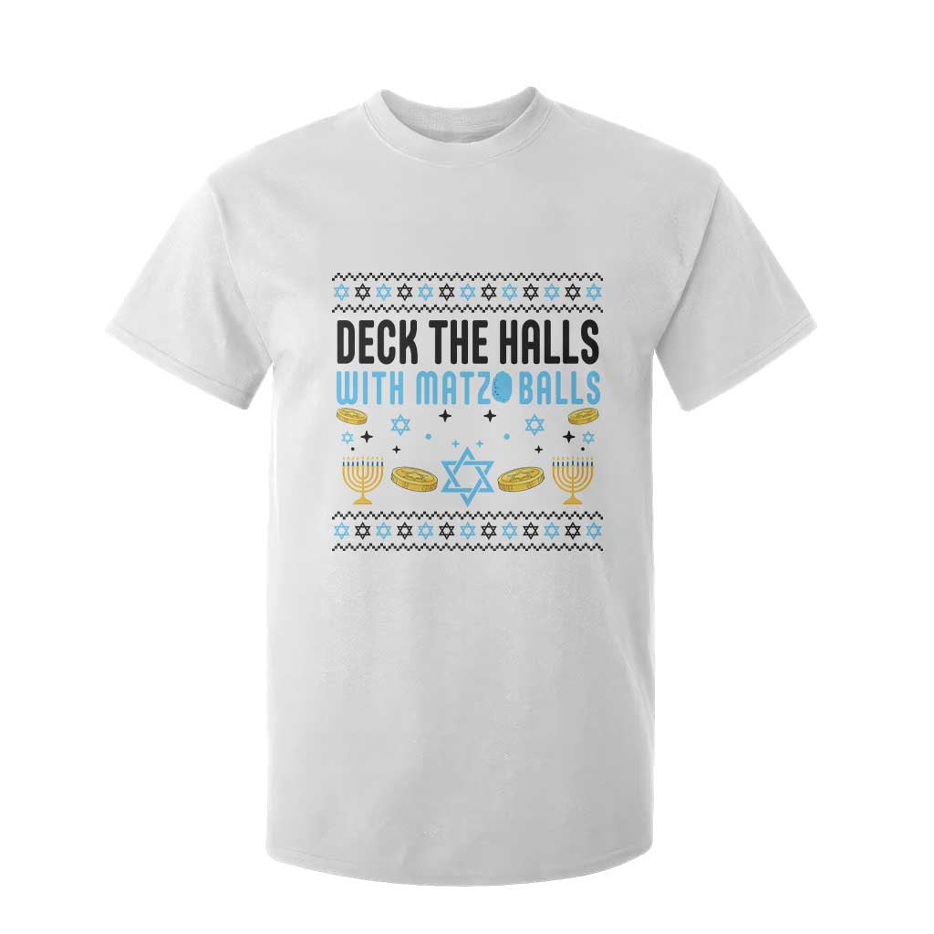 Deck The Halls With Matzo Balls T Shirt For Kid Funny Ugly Jewish Holiday Gift TS12 White Print Your Wear