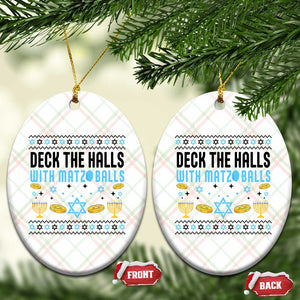 Deck The Halls With Matzo Balls Ceramic Ornament Funny Ugly Jewish Holiday Gift TS12 Print Your Wear