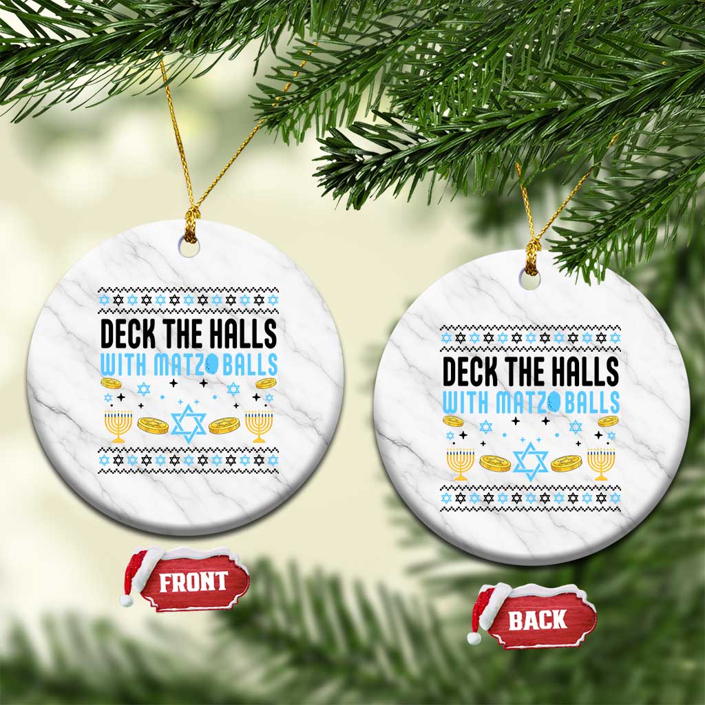 Deck The Halls With Matzo Balls Ceramic Ornament Funny Ugly Jewish Holiday Gift TS12 1pc White Marble Print Your Wear