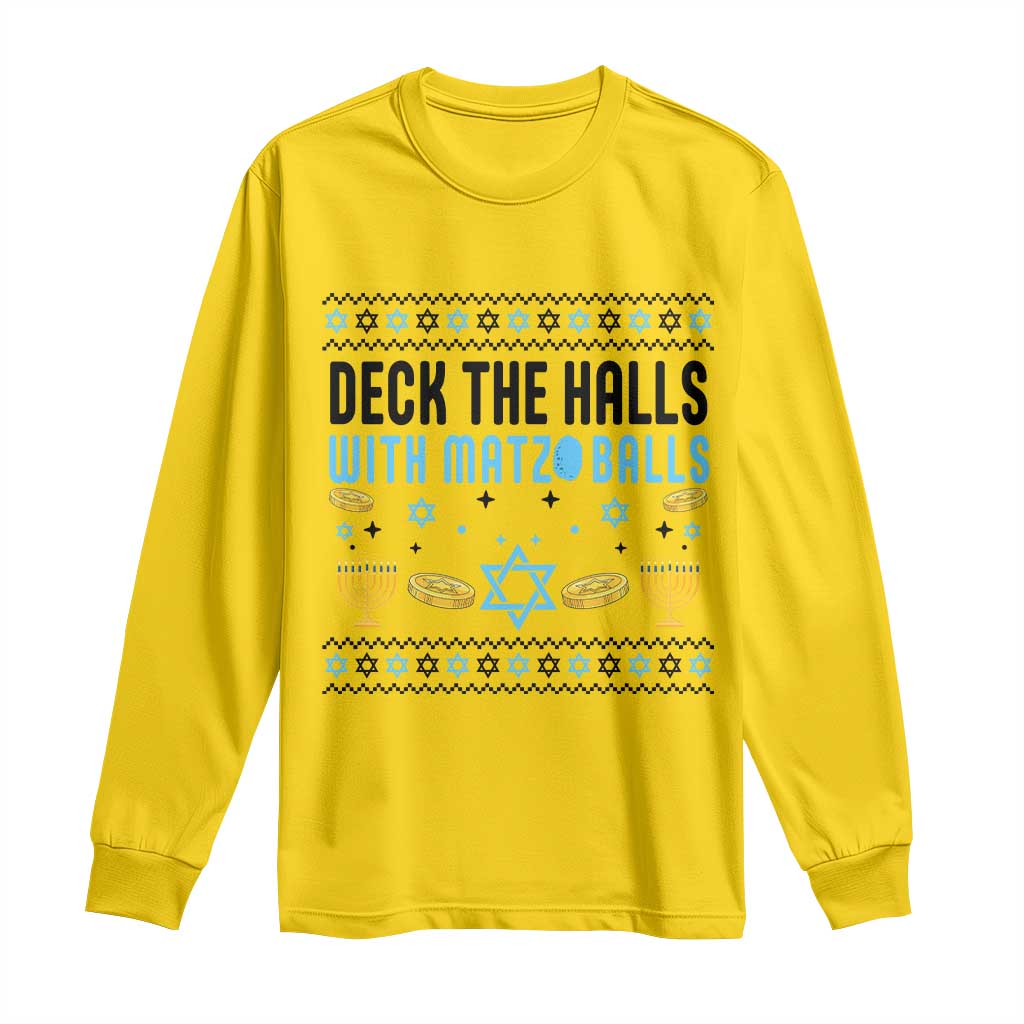 Deck The Halls With Matzo Balls Long Sleeve Shirt Funny Ugly Jewish Holiday Gift TS12 Daisy Print Your Wear