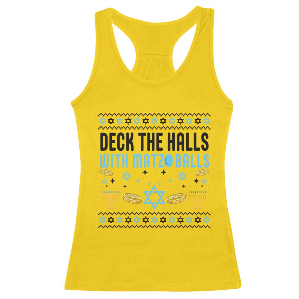 Deck The Halls With Matzo Balls Racerback Tank Top Funny Ugly Jewish Holiday Gift TS12 Daisy Print Your Wear