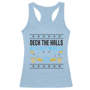 Deck The Halls With Matzo Balls Racerback Tank Top Funny Ugly Jewish Holiday Gift TS12 Light Blue Print Your Wear