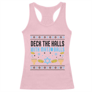 Deck The Halls With Matzo Balls Racerback Tank Top Funny Ugly Jewish Holiday Gift TS12 Light Pink Print Your Wear