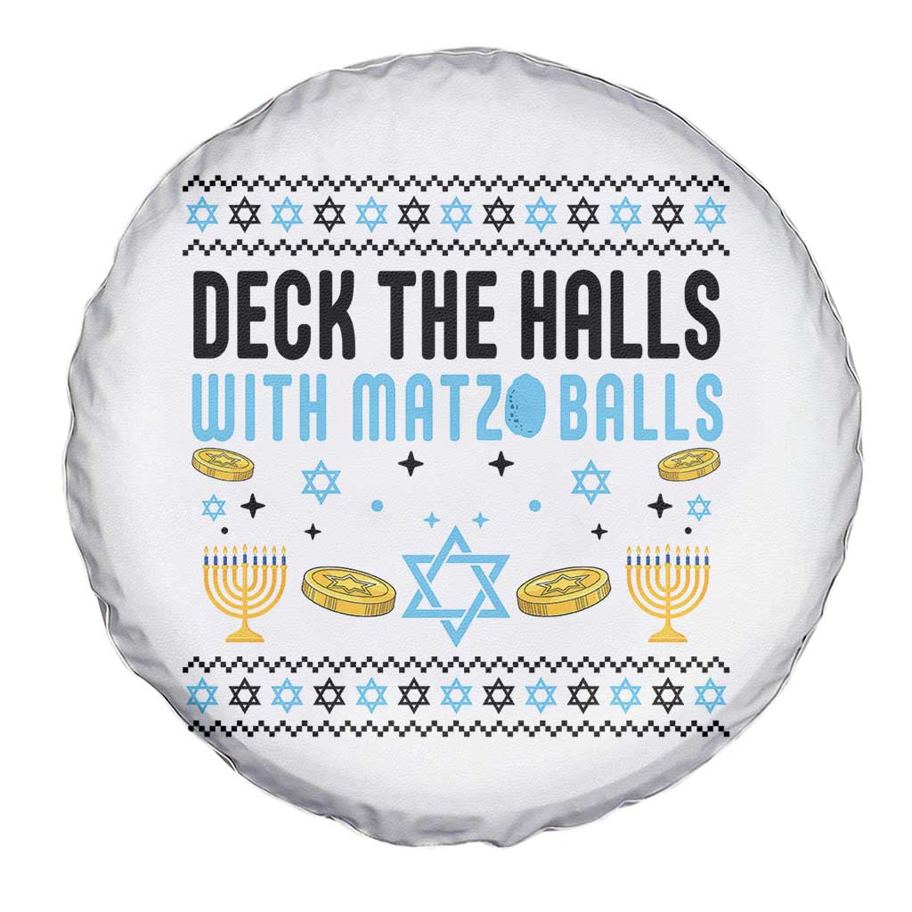 Deck The Halls With Matzo Balls Spare Tire Cover Funny Ugly Jewish Holiday Gift TS12 Print Your Wear