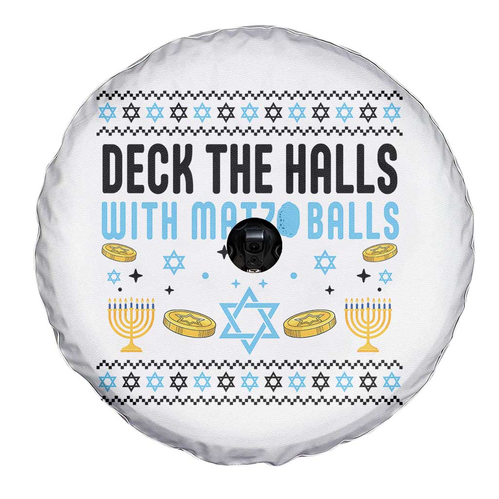 Deck The Halls With Matzo Balls Spare Tire Cover Funny Ugly Jewish Holiday Gift - Print Your Wear