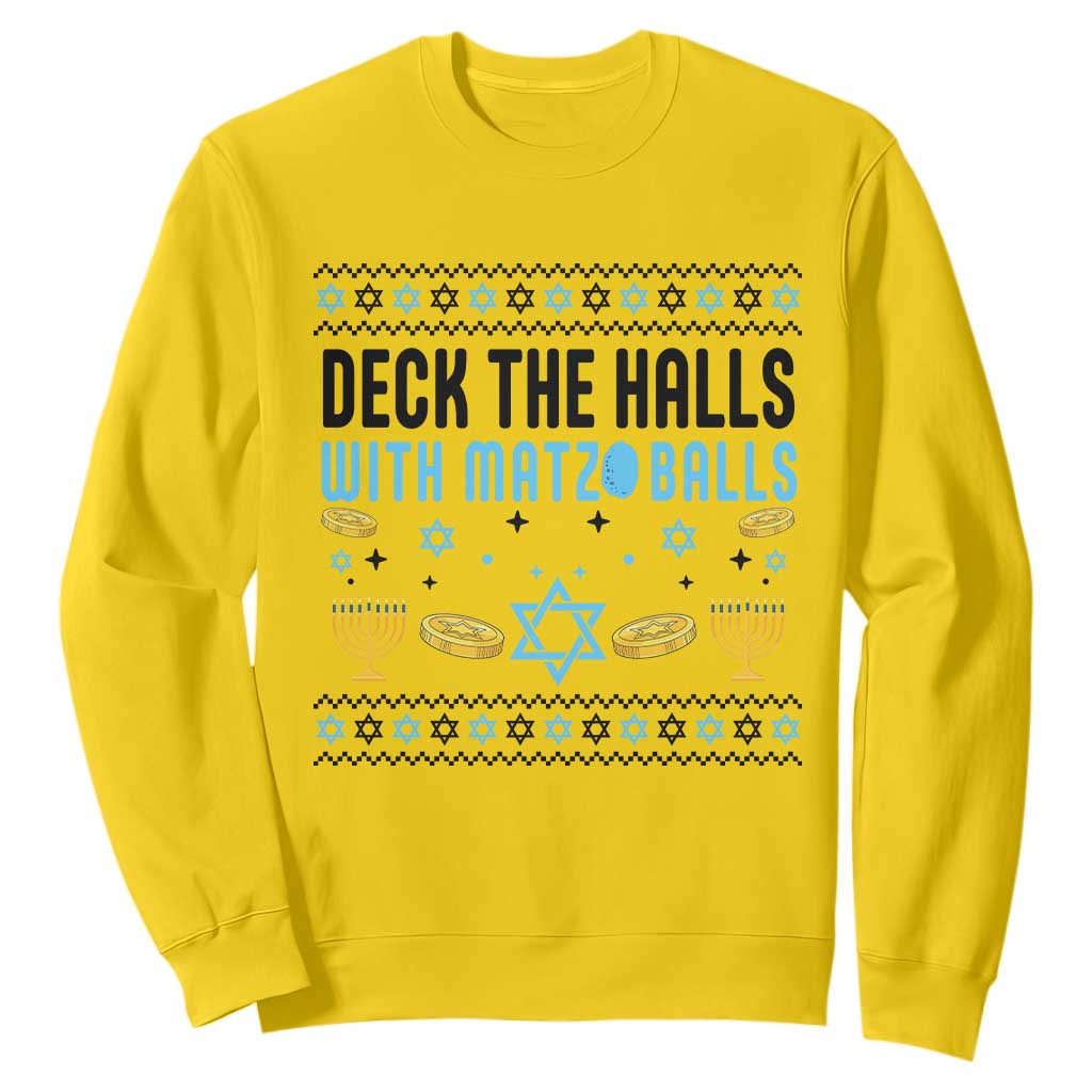 Deck The Halls With Matzo Balls Sweatshirt Funny Ugly Jewish Holiday Gift TS12 Daisy Print Your Wear