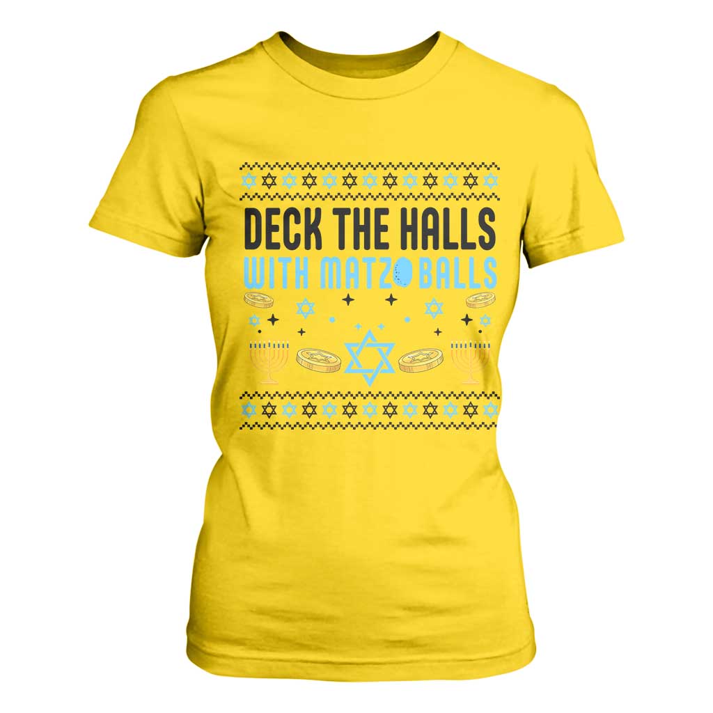 Deck The Halls With Matzo Balls T Shirt For Women Funny Ugly Jewish Holiday Gift TS12 Daisy Print Your Wear
