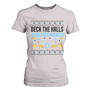 Deck The Halls With Matzo Balls T Shirt For Women Funny Ugly Jewish Holiday Gift TS12 Ice Gray Print Your Wear
