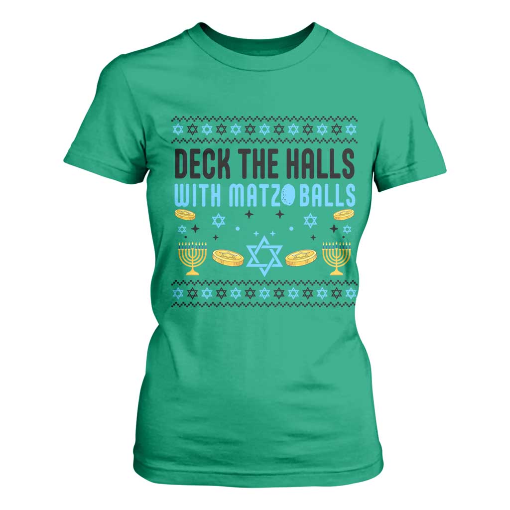 Deck The Halls With Matzo Balls T Shirt For Women Funny Ugly Jewish Holiday Gift TS12 Irish Green Print Your Wear