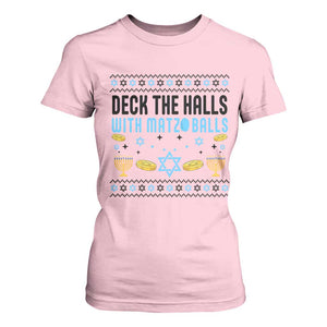 Deck The Halls With Matzo Balls T Shirt For Women Funny Ugly Jewish Holiday Gift TS12 Light Pink Print Your Wear