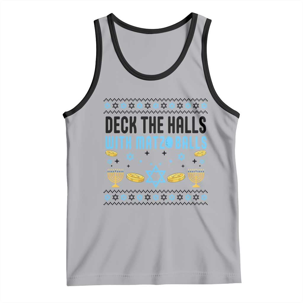 Deck The Halls With Matzo Balls Tank Top Funny Ugly Jewish Holiday Gift TS12 Athletic Heather Black Print Your Wear