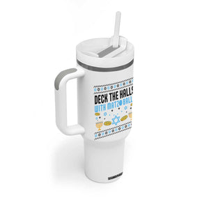 Deck The Halls With Matzo Balls Tumbler With Handle Funny Ugly Jewish Holiday Gift TS12 Print Your Wear