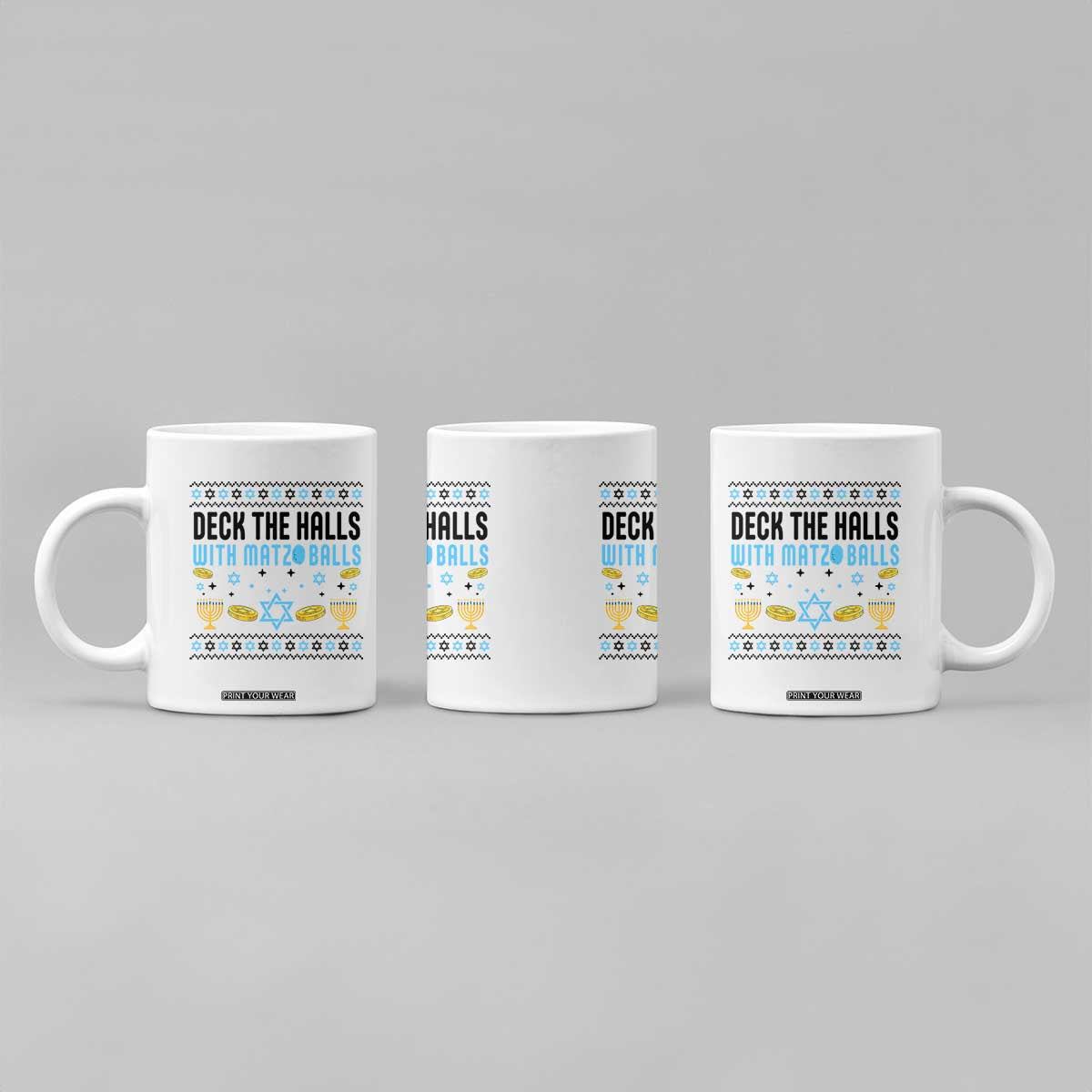 Deck The Halls With Matzo Balls Coffee Mug Funny Ugly Jewish Holiday Gift TS12 Print Your Wear