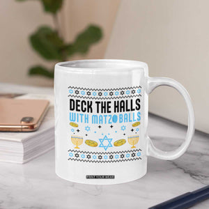 Deck The Halls With Matzo Balls Coffee Mug Funny Ugly Jewish Holiday Gift TS12 Print Your Wear