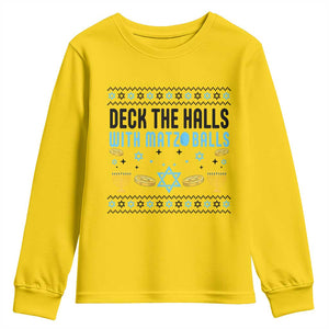 Deck The Halls With Matzo Balls Youth Sweatshirt Funny Ugly Jewish Holiday Gift TS12 Daisy Print Your Wear