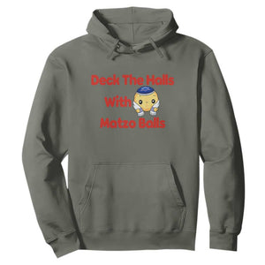 Deck The Halls With Matzo Balls Hoodie Religious Jewish Holiday Gift TS12 Military Green Print Your Wear