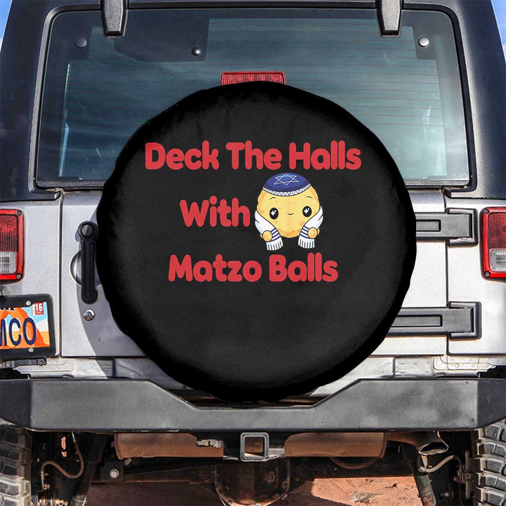 Deck The Halls With Matzo Balls Spare Tire Cover Religious Jewish Holiday Gift - Print Your Wear